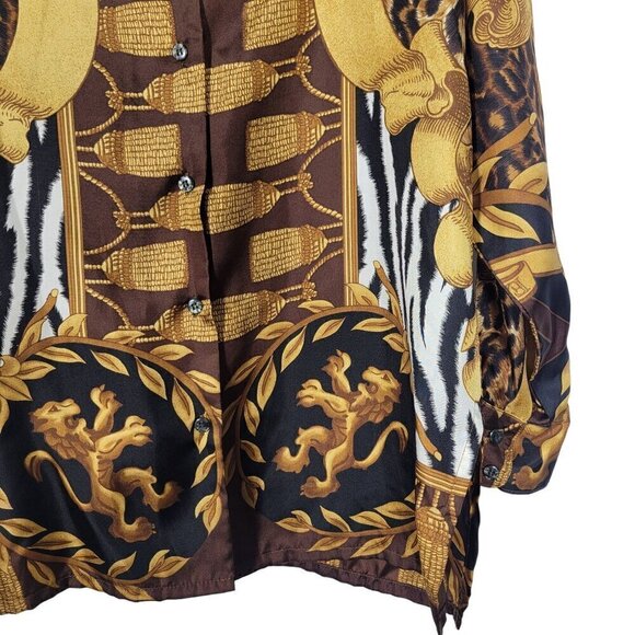 Vintage Compagnie Internationale Express Women's 100% Silk Baroque Top Size XS - Picture 5 of 16